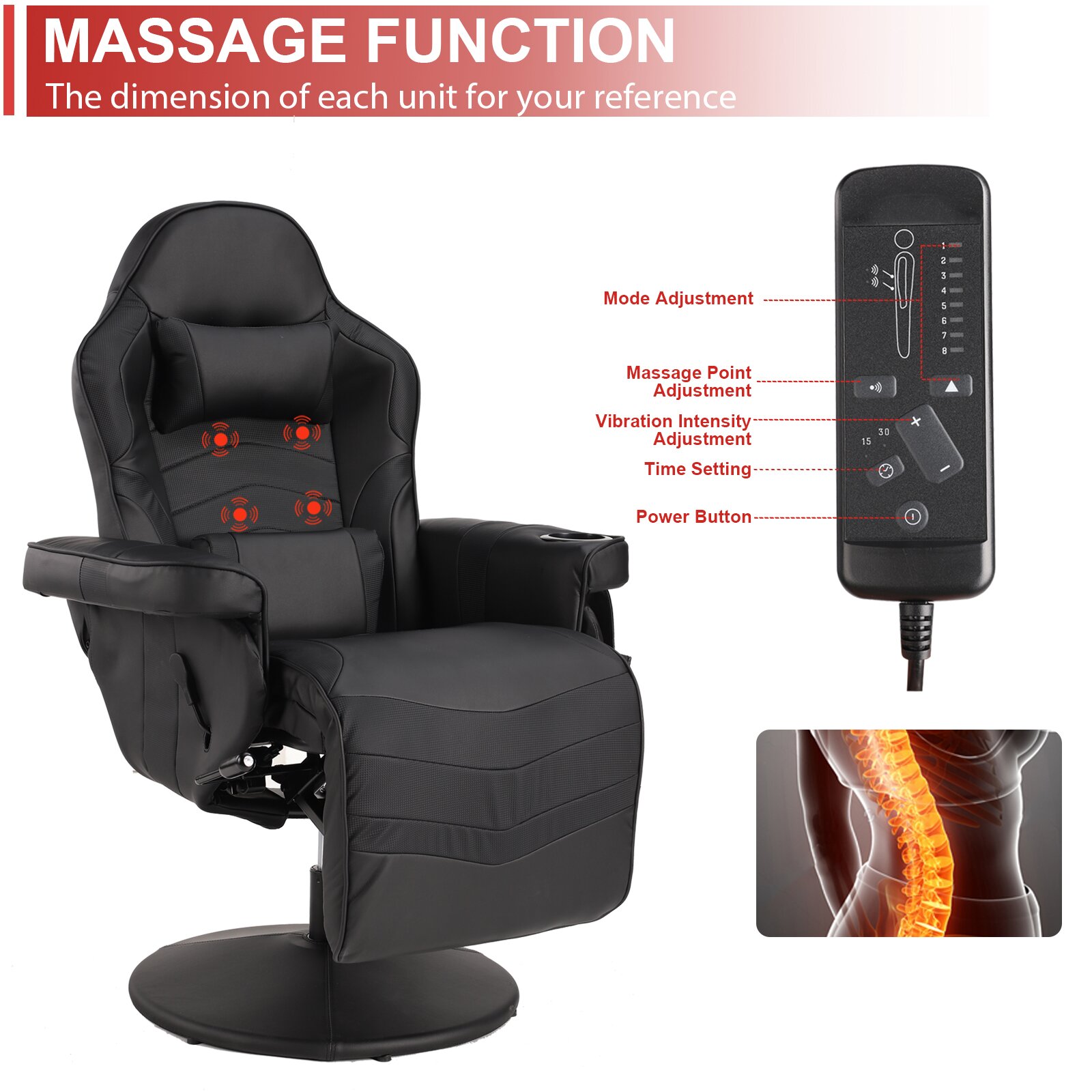 Herrington Massage Video Gaming Recliner Chair - with Cupholder