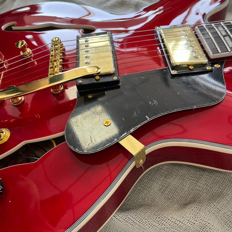 Electric Guitar ES 335 Red Semi Hollow Neck HH Pickups Gold Hardware