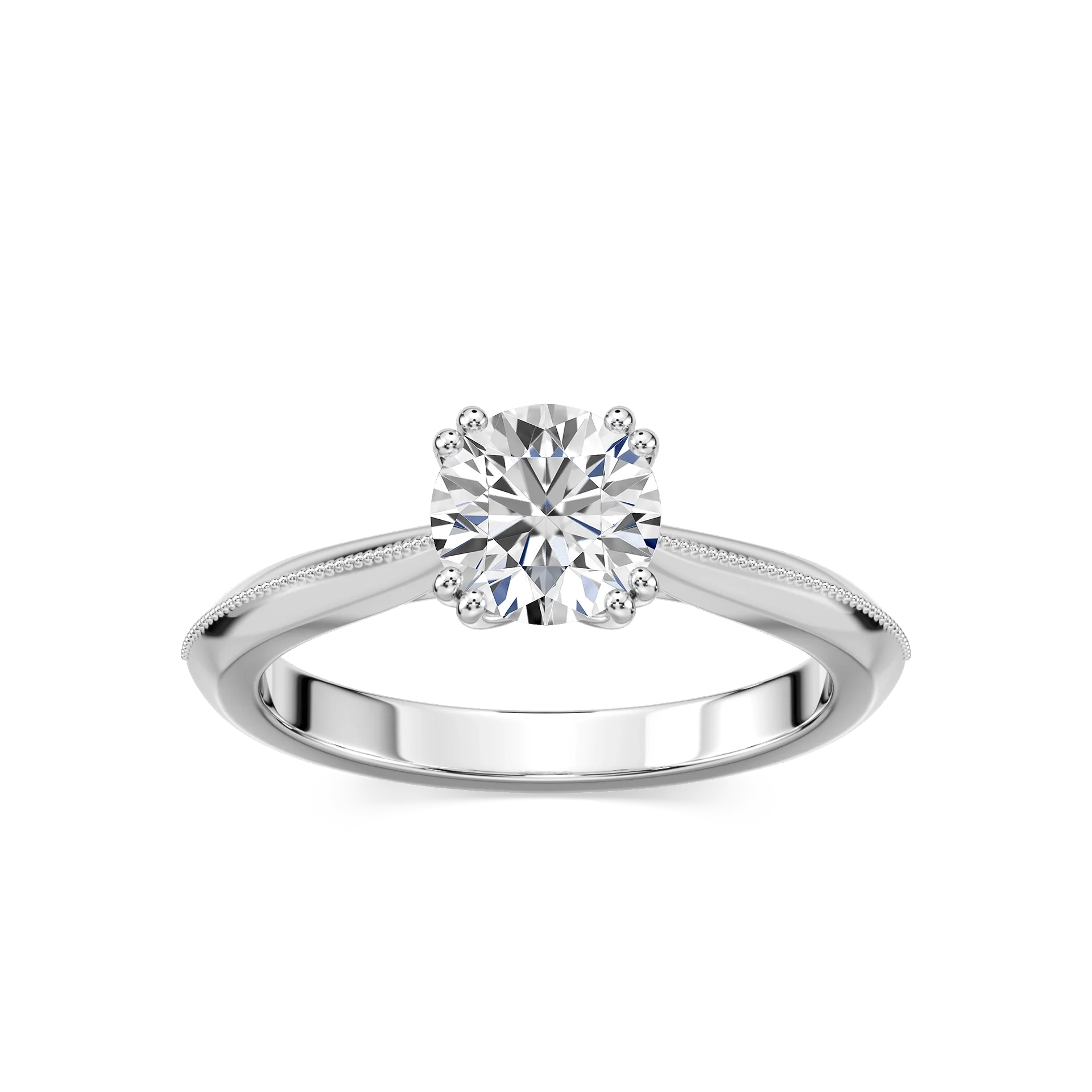 Amelia Lab Grown Diamond Milgrain Knife Edge Double Prong Solitaire Engagement Ring