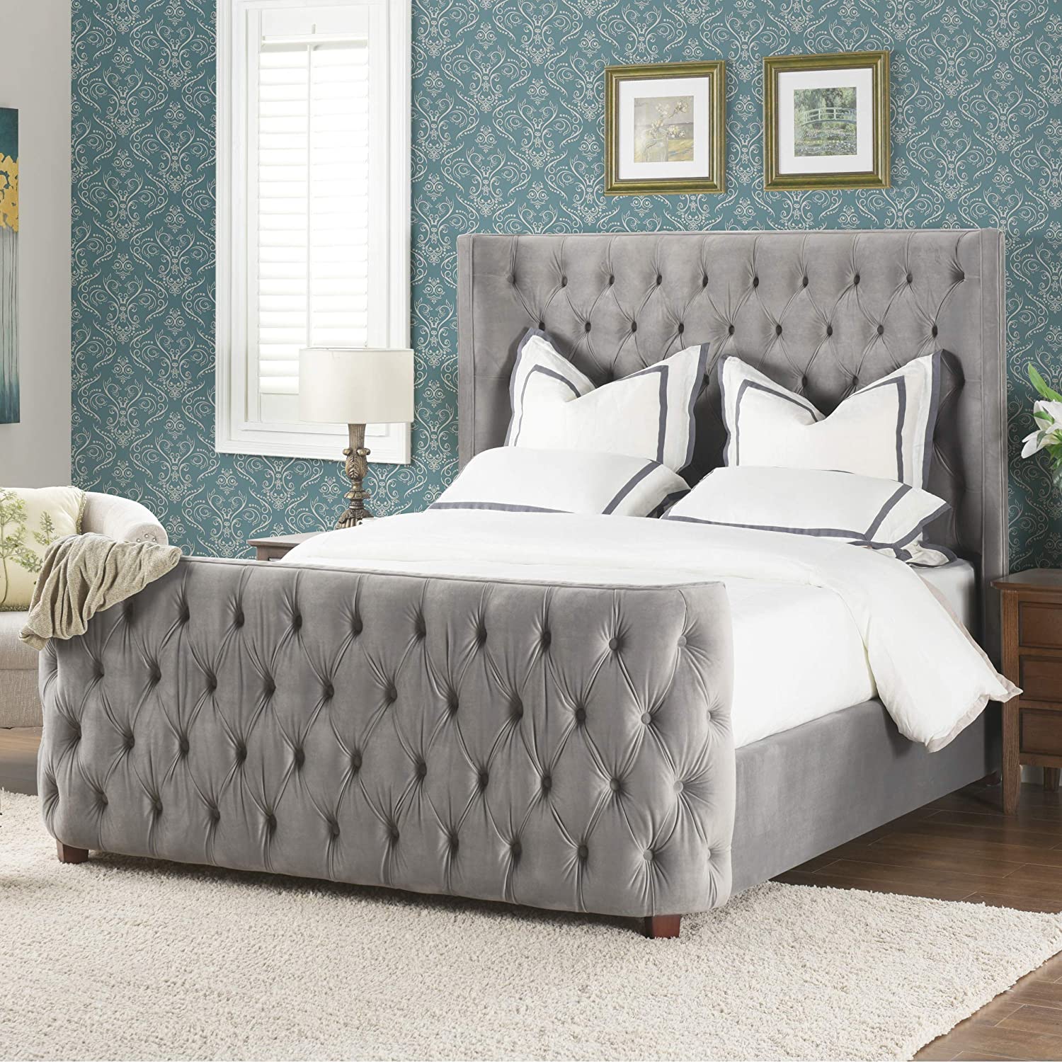 Tufted Panel Bed Headboard and Footboard Set