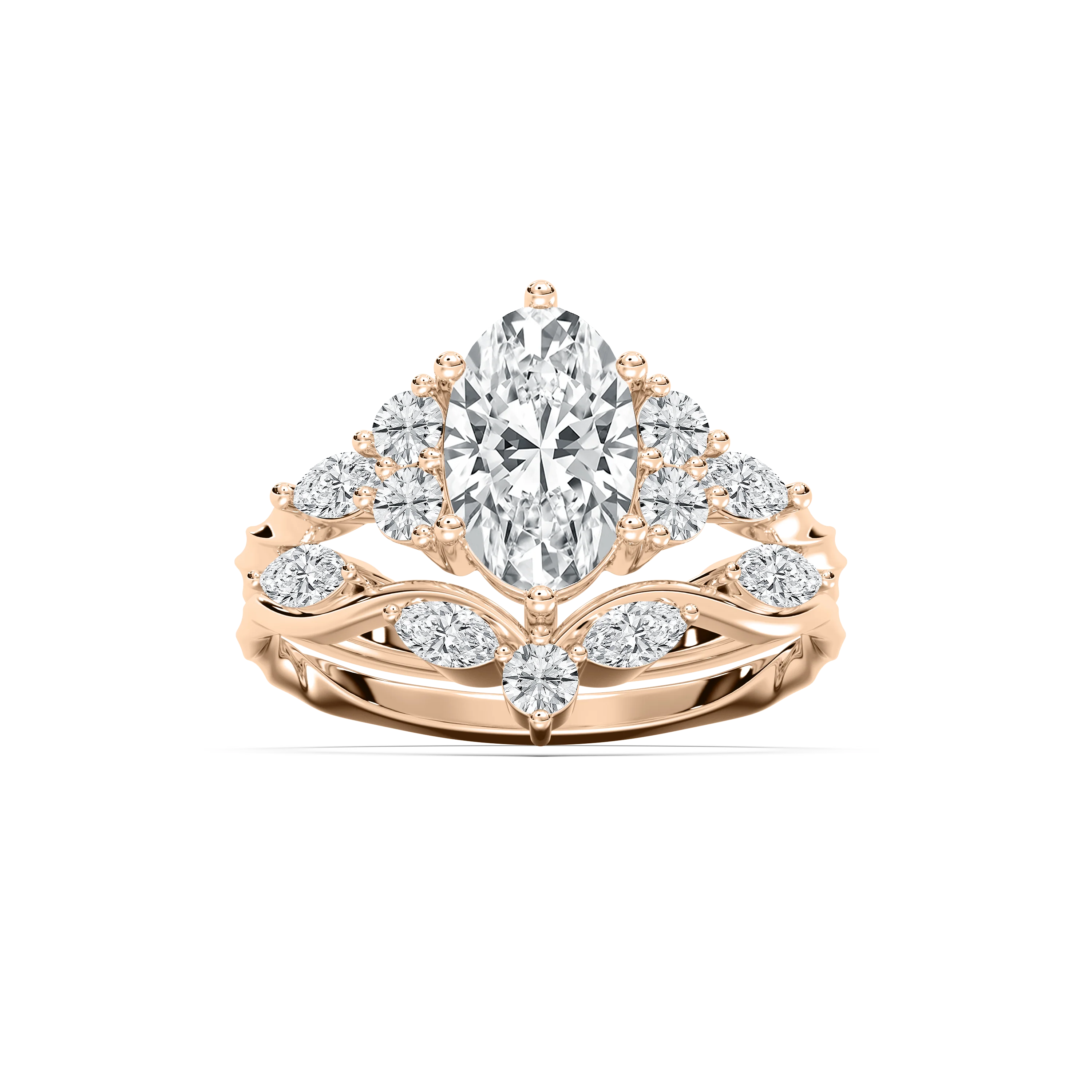 Maura 2 ¼ ctw Oval Lab Grown Diamond Nature Inspired Vine Motif Wedding Set