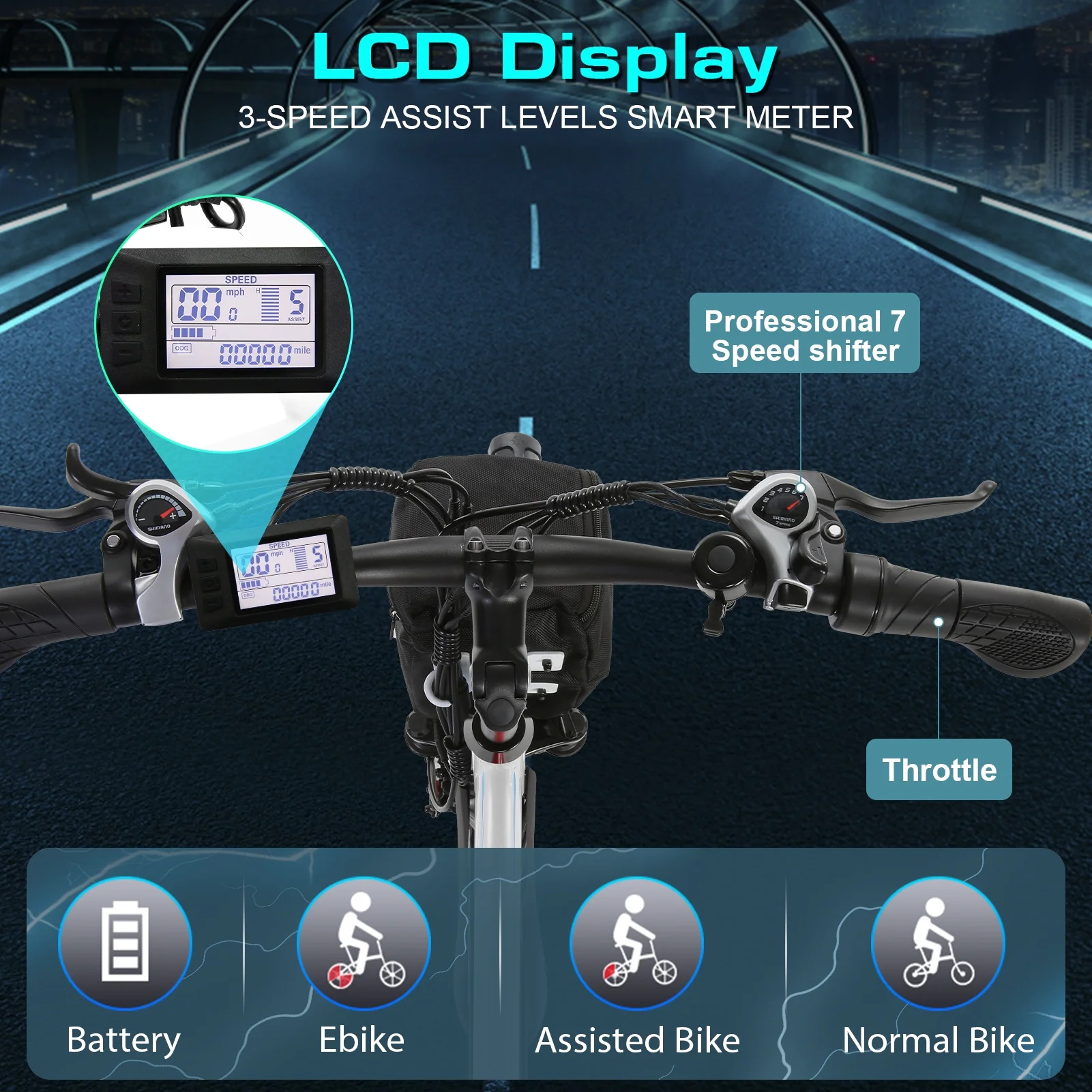 Vivi 26in Step-Through Electric Cruiser Bike, 500W, 48V