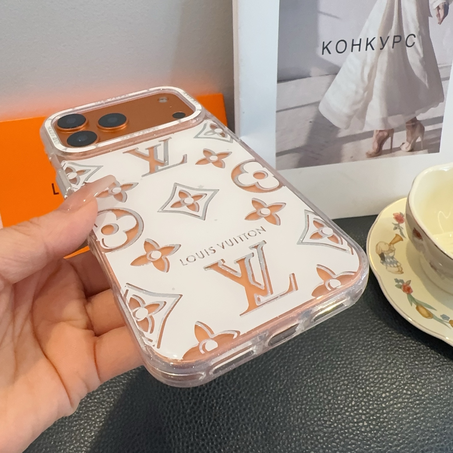 Louis Vuitton Transparent Glitter Monogram Electroplated Luxury Shockproof Phone Case