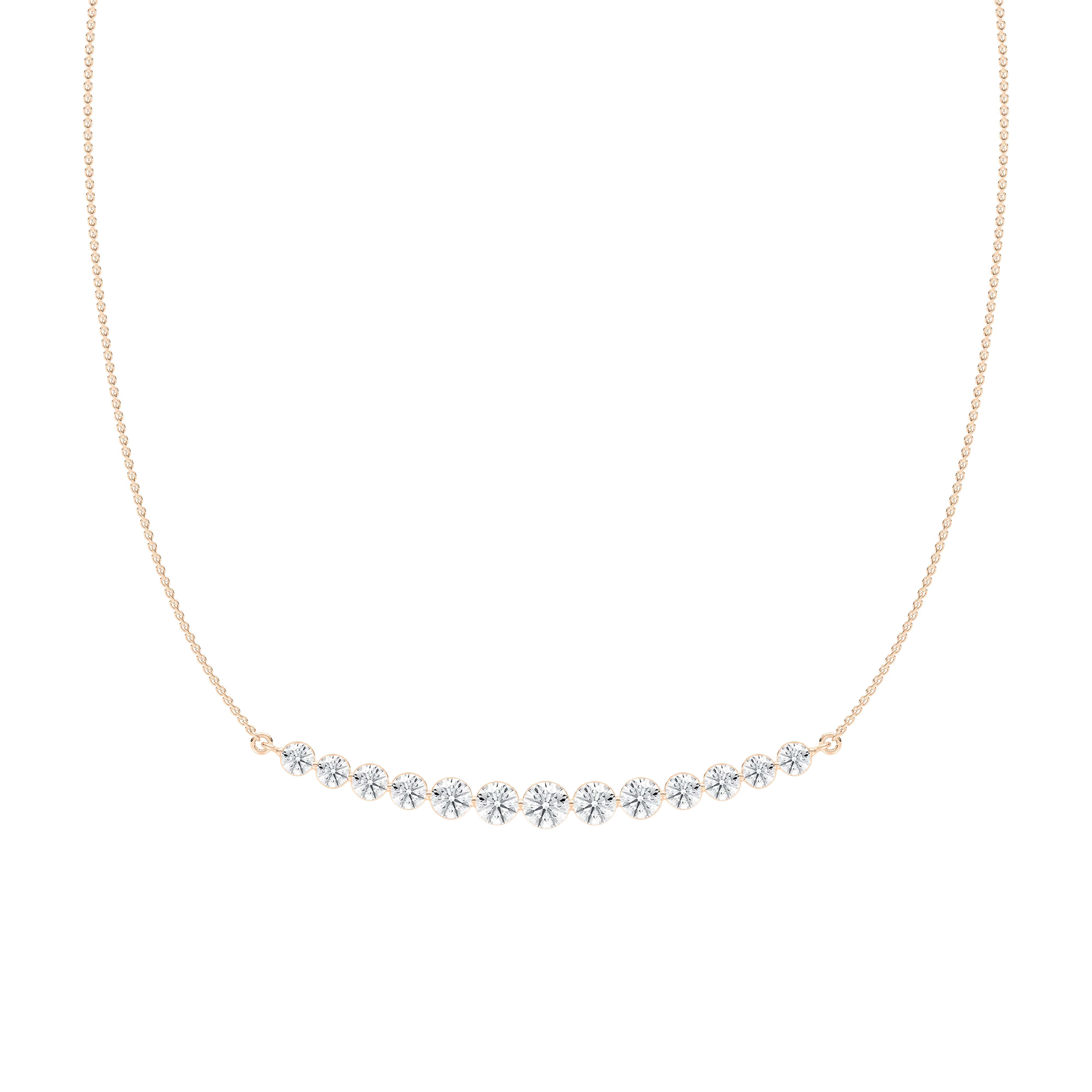 3 ⅞ ctw Round Lab Grown Diamond Curved Bar Necklace - 18 Inches