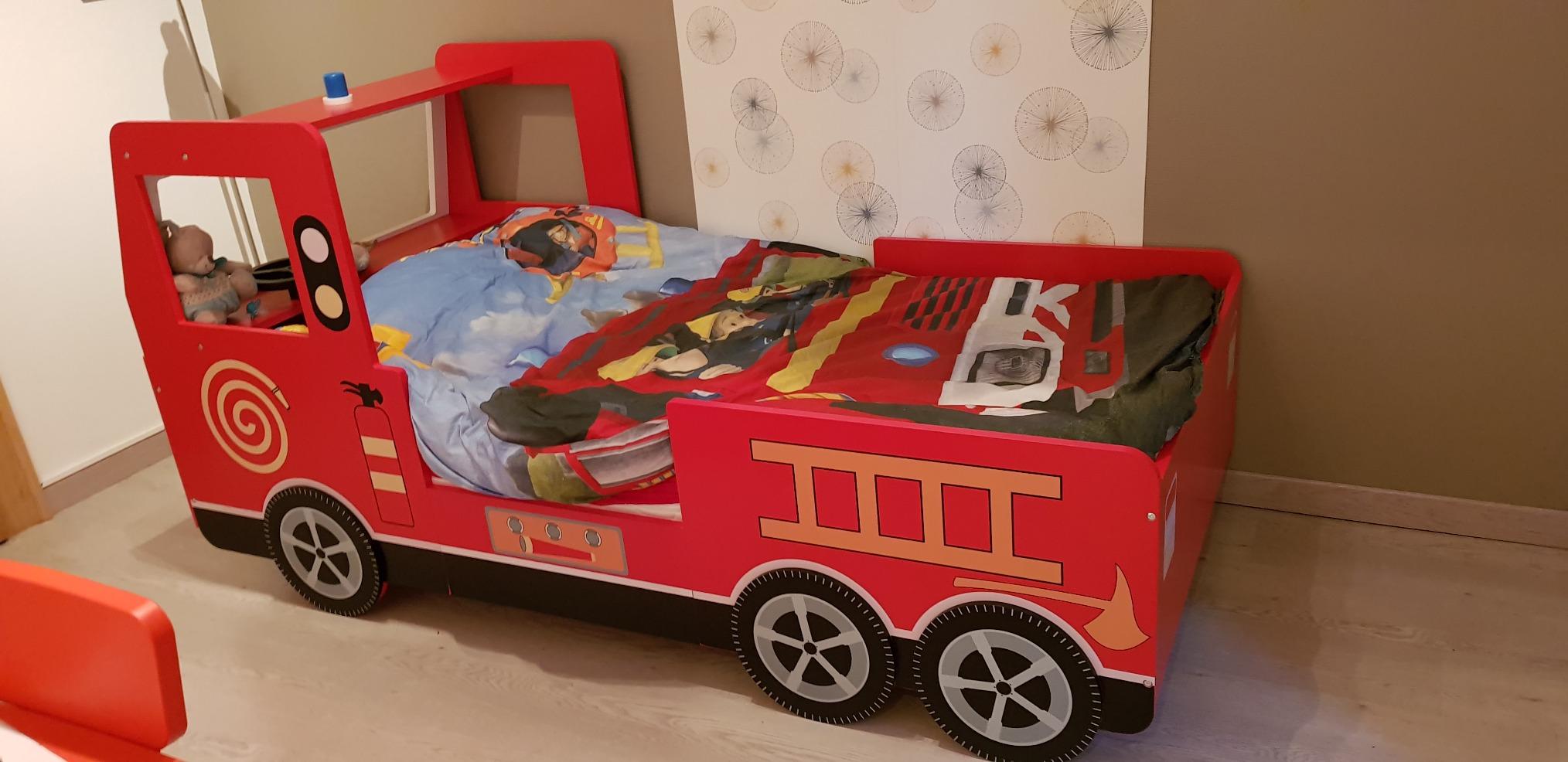 Children's Bed Frame Red Fire Truck Imitation Kids Bed Car