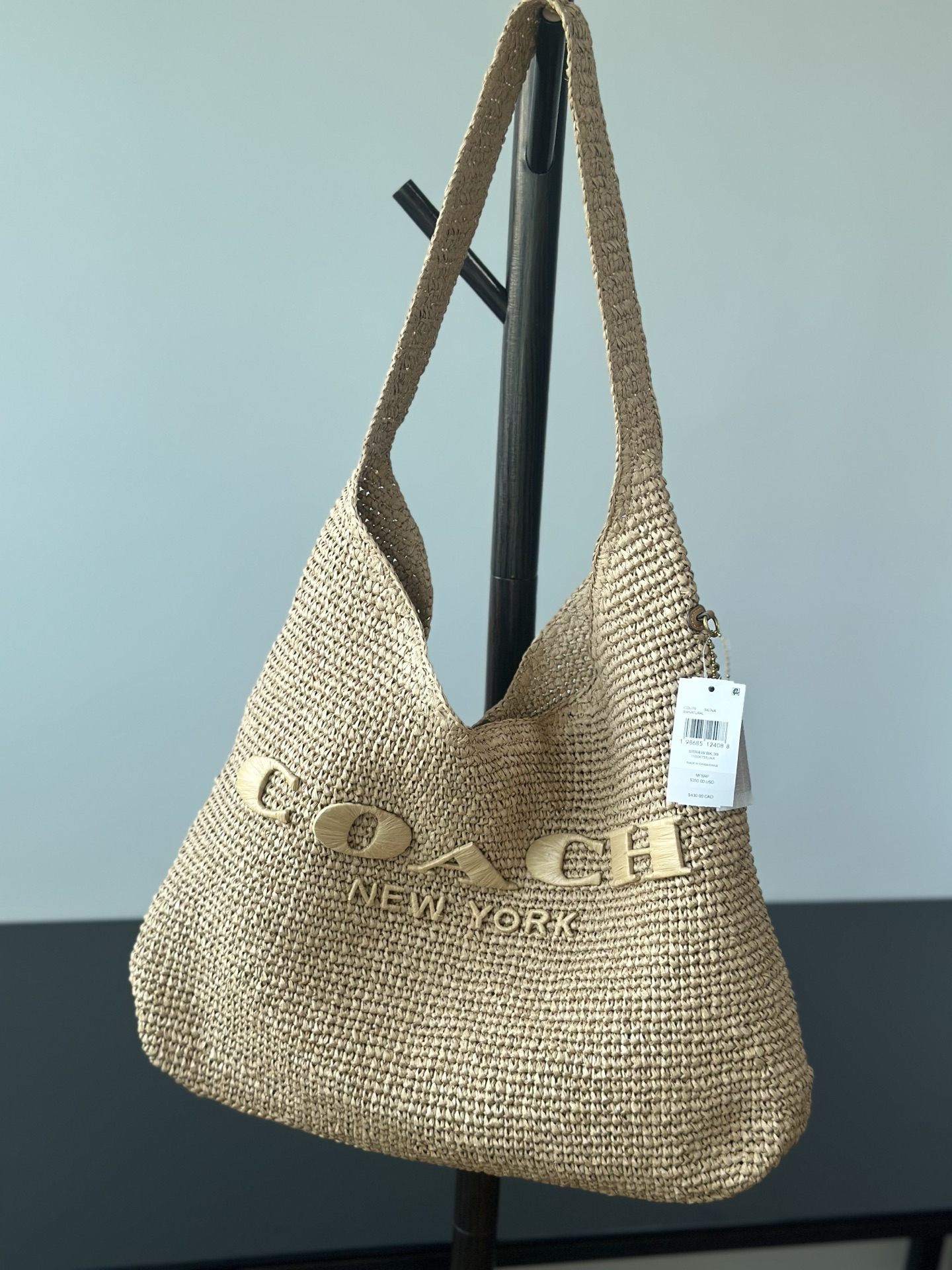 Coach Brooklyn Straw Hobo Tote Bag