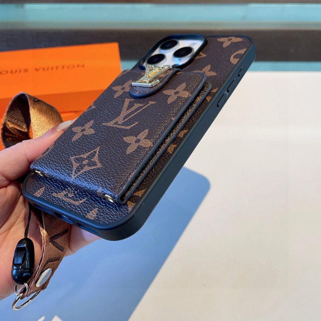 LV Classic Monogram Full Coverage Case - Top & Bottom Card Slots + Lanyard