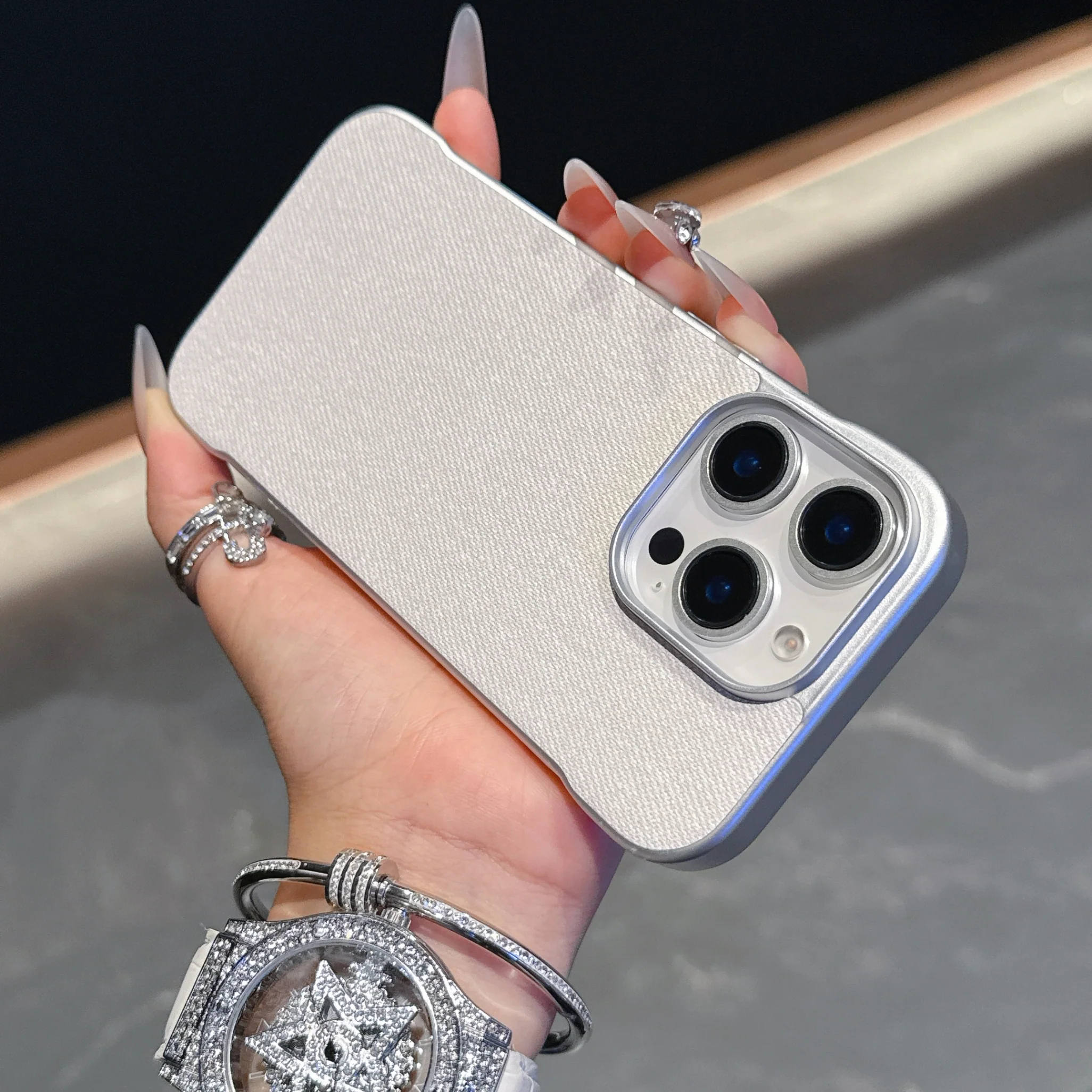 ins Suitable for high-grade woolen leather texture iPhone15pro Apple16Phone case14ProMax New magsafe Magnetic Attraction12Men and Women13pro Frosted14All Inclusive16plus Anti-drop case without border BT001