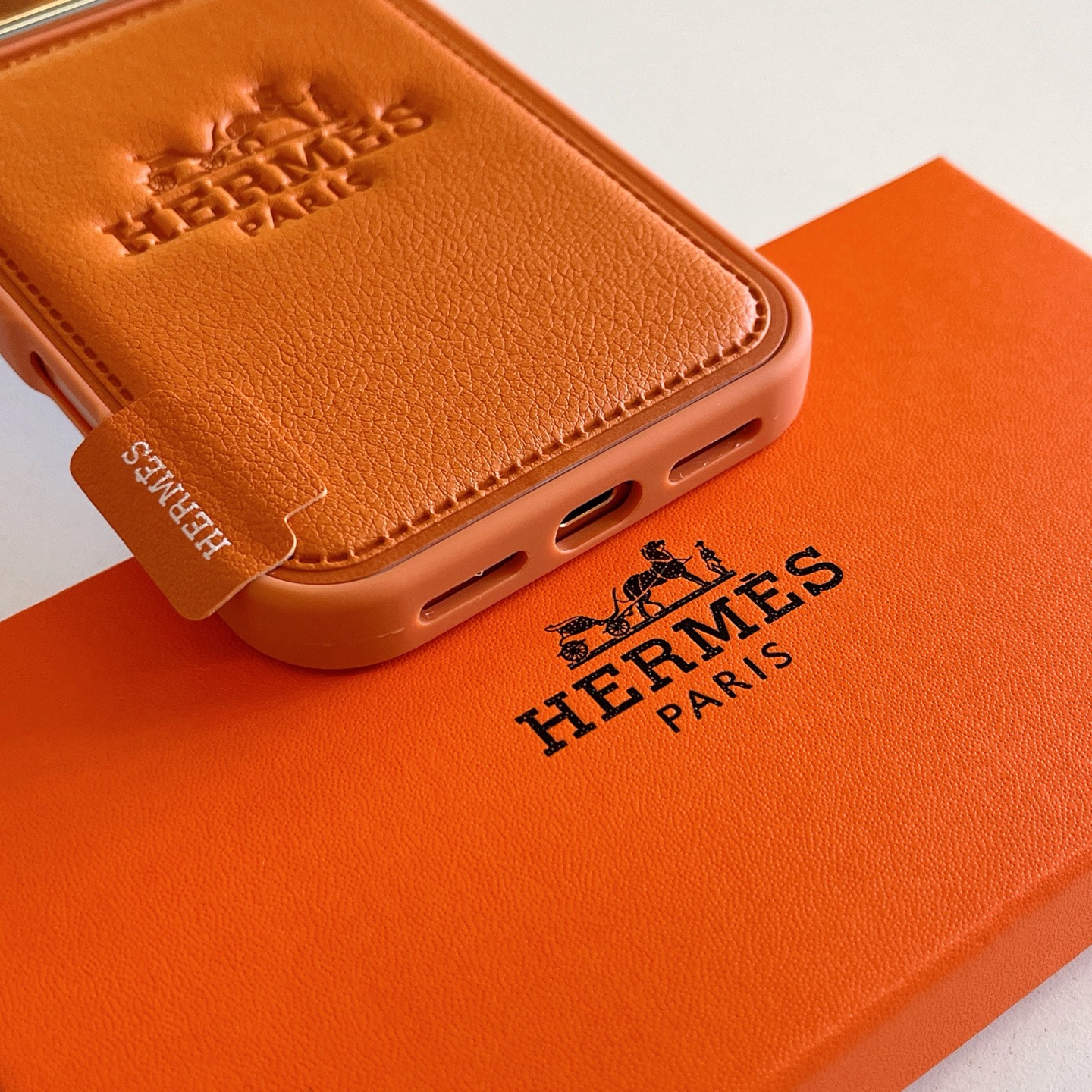 Hermès Paris Embossed Leather Card Slot Luxury Phone Case