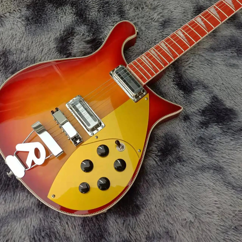 6Strings Electric Guitar Semi-Hollow Cherry White Binding