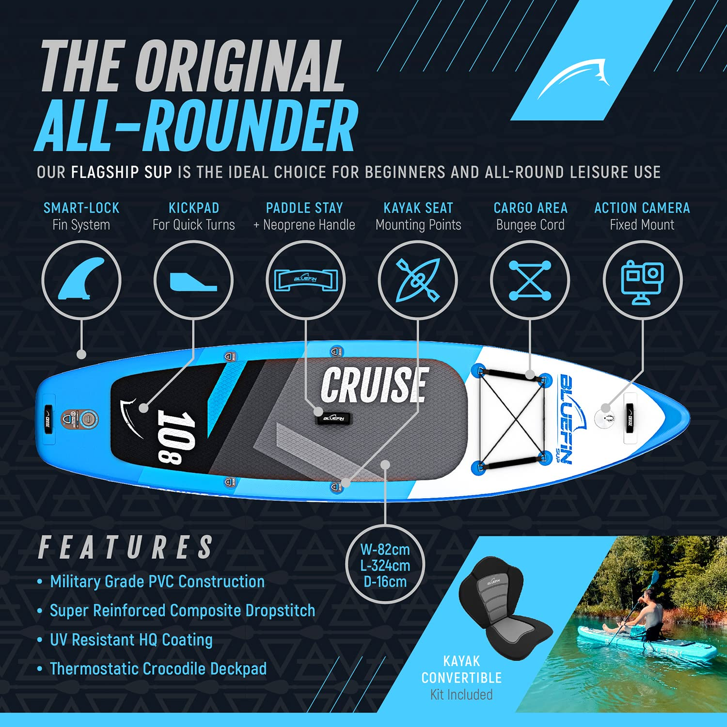 Inflatable Stand Up Paddle Board Kayak Conversion Kit 10'8