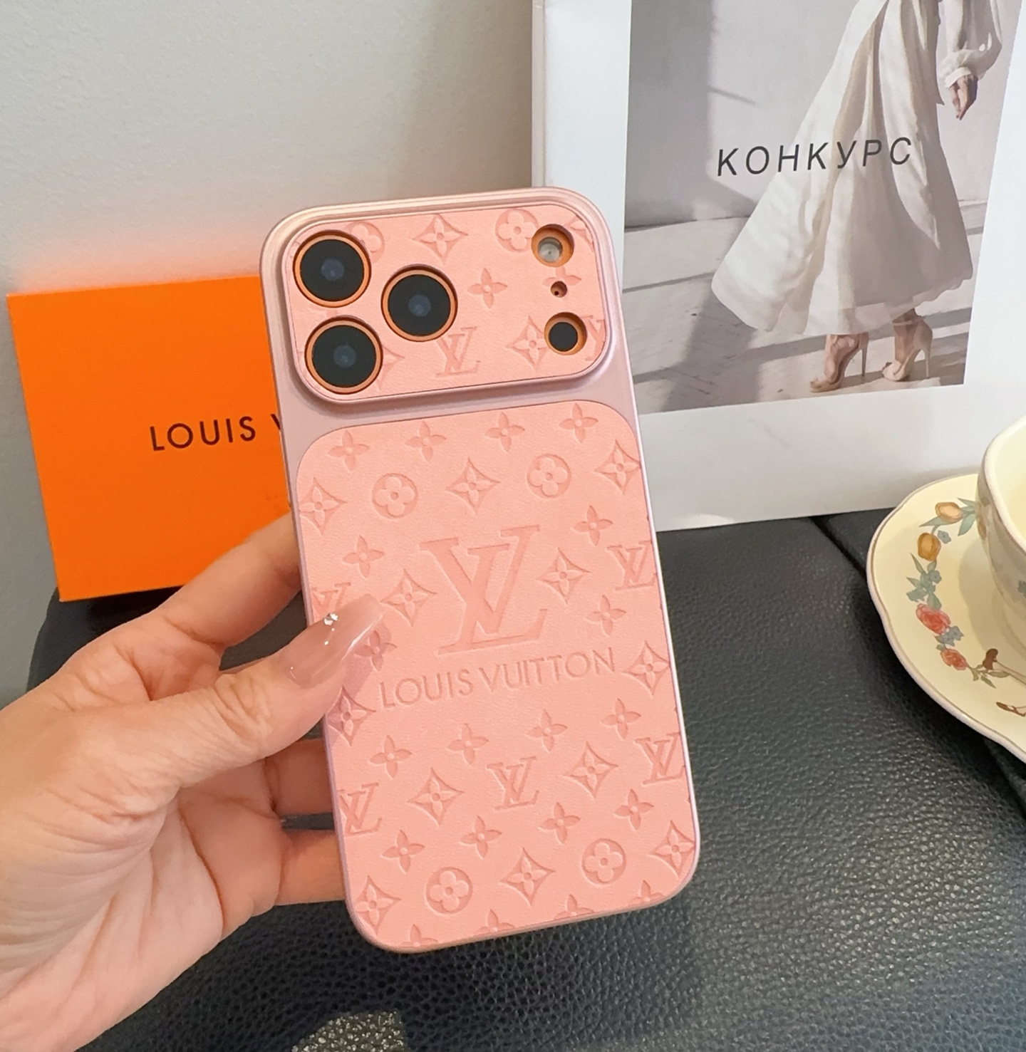 Louis Vuitton Embossed Monogram Full Cover Luxury Phone Case