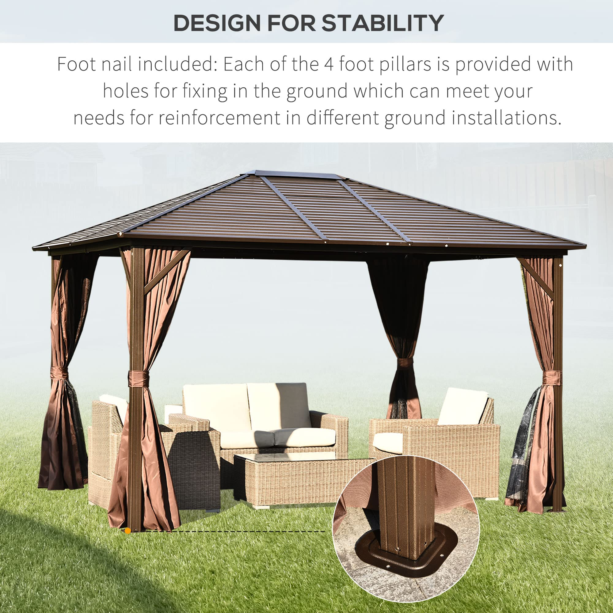 Deluxe Steel Hardtop Patio Gazebo Garden Sun Shelter