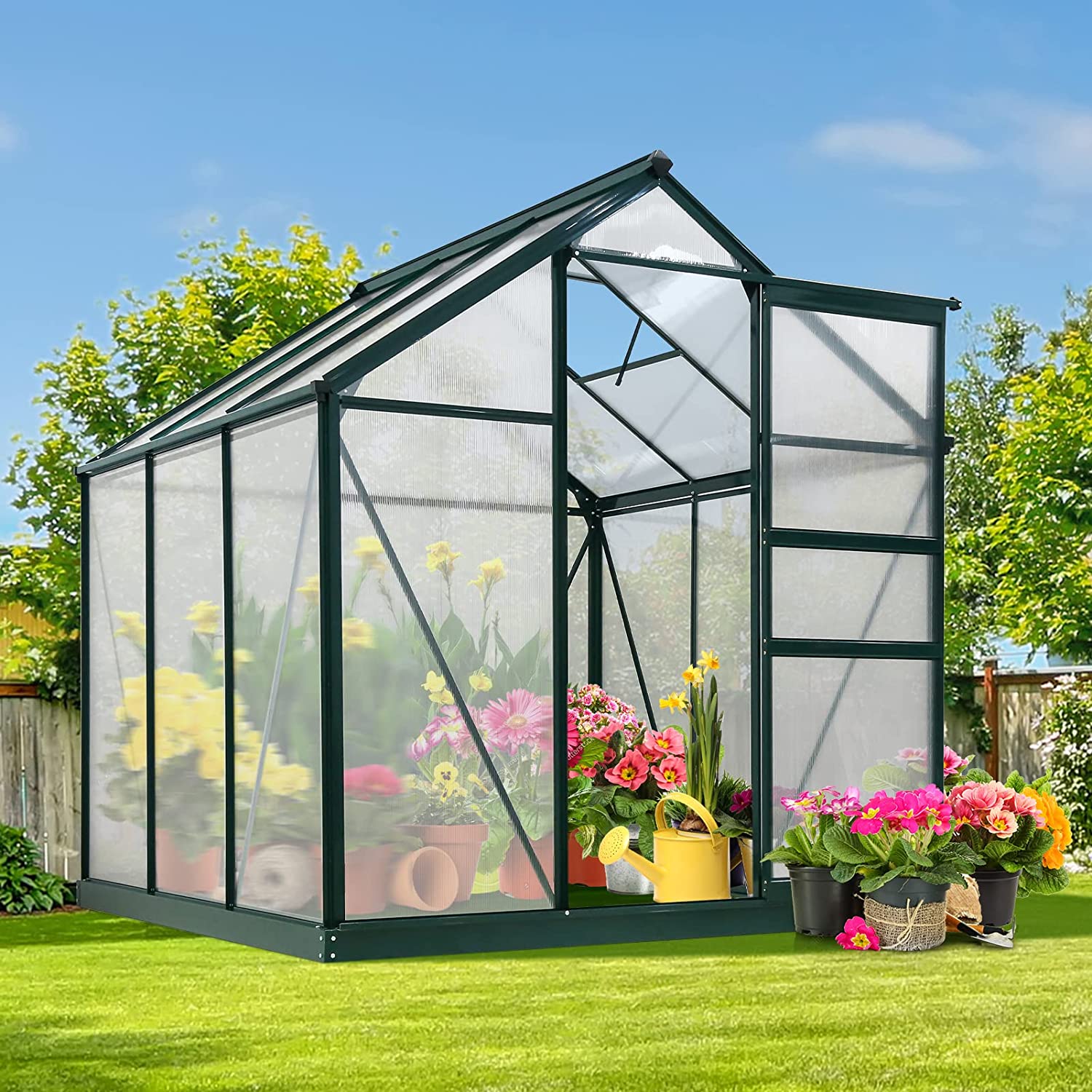 6' x 8' x 7' Walk-in Hobby Greenhouse with Sliding Door