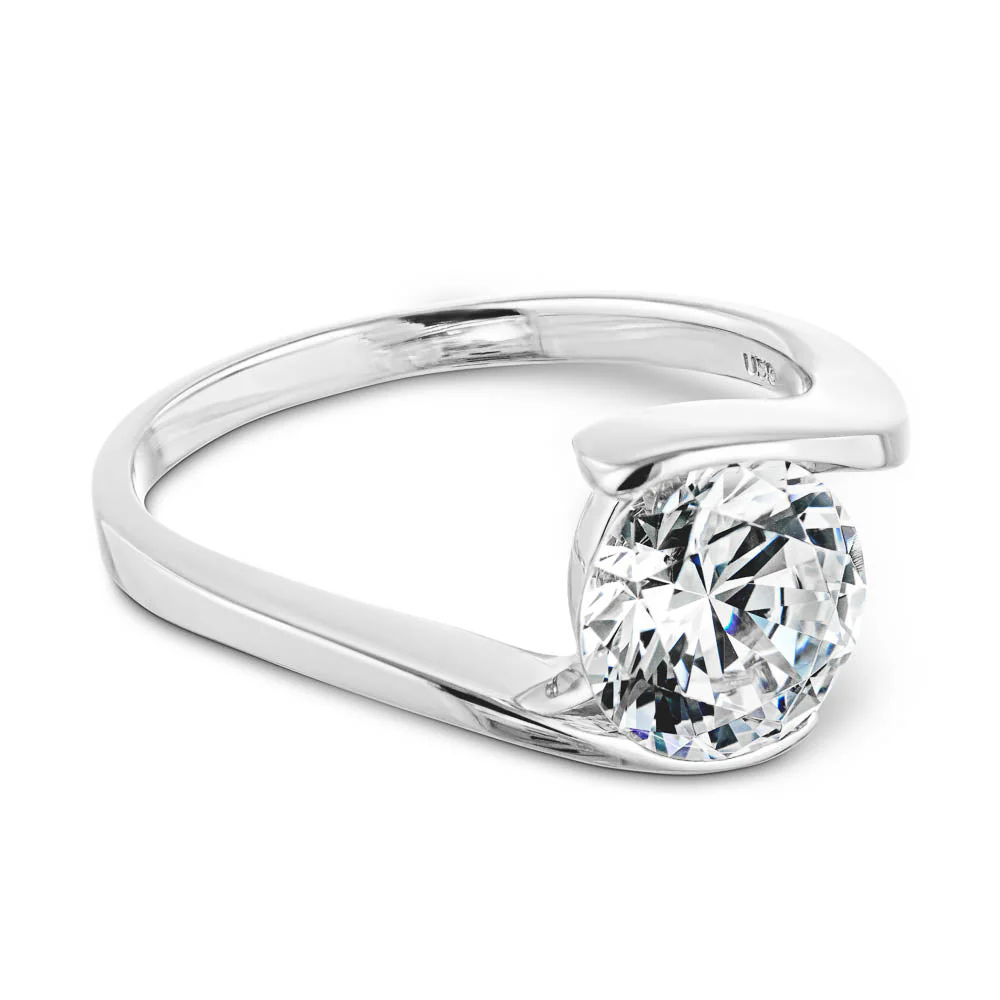 Daci Round Lab Grown Diamond Tension Style Solitaire Engagement Ring