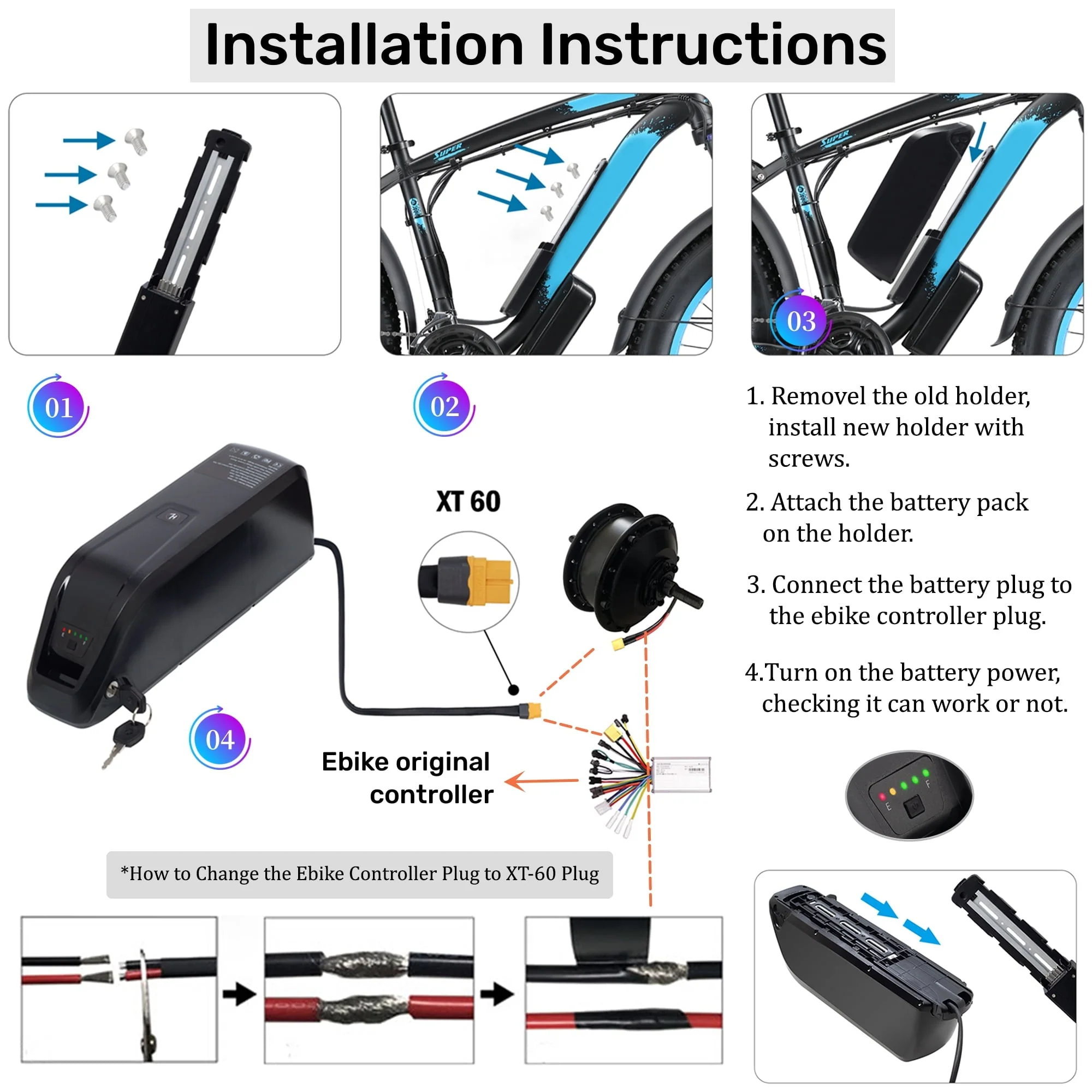48V 20Ah Lithium E-Bike Battery with Charger