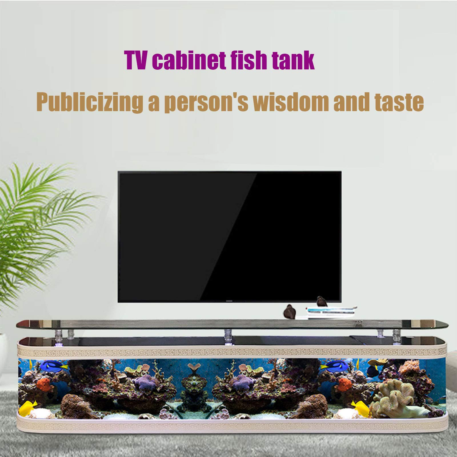 Living Room Background Wall TV Cabinet Ecological Fish Tank