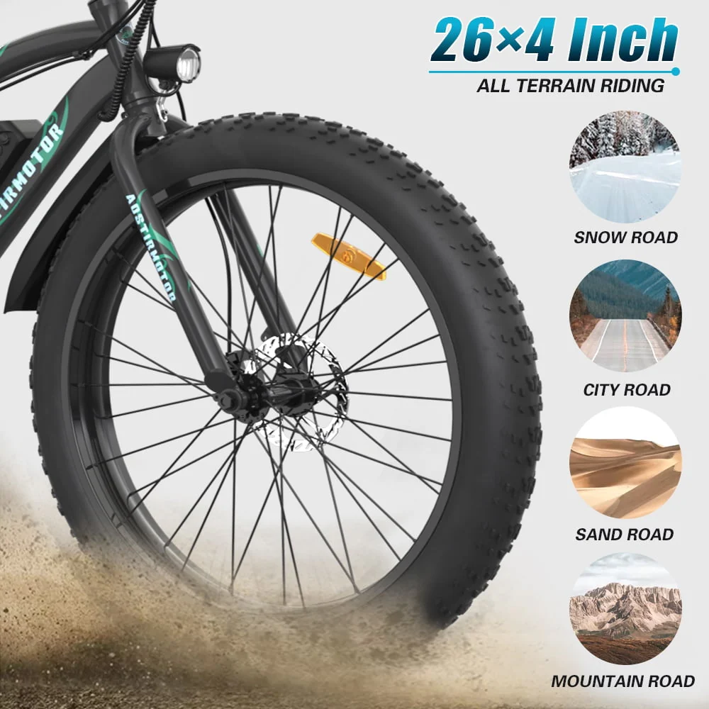 Aostirmotor 26in Fat Tire Electric Mountain Bike, 500W, 36V 13Ah