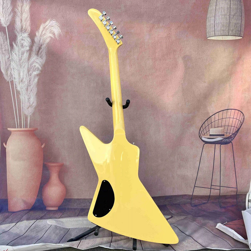 Yellow Special Shape Electric Guitar Rose Wood Fingerboard Solid Mahogany Body