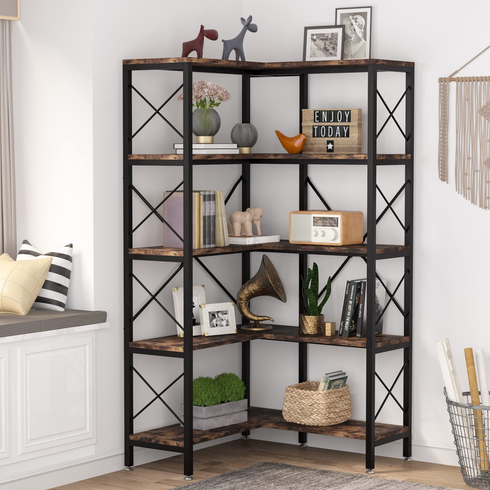 5-Shelf Corner Bookshelf