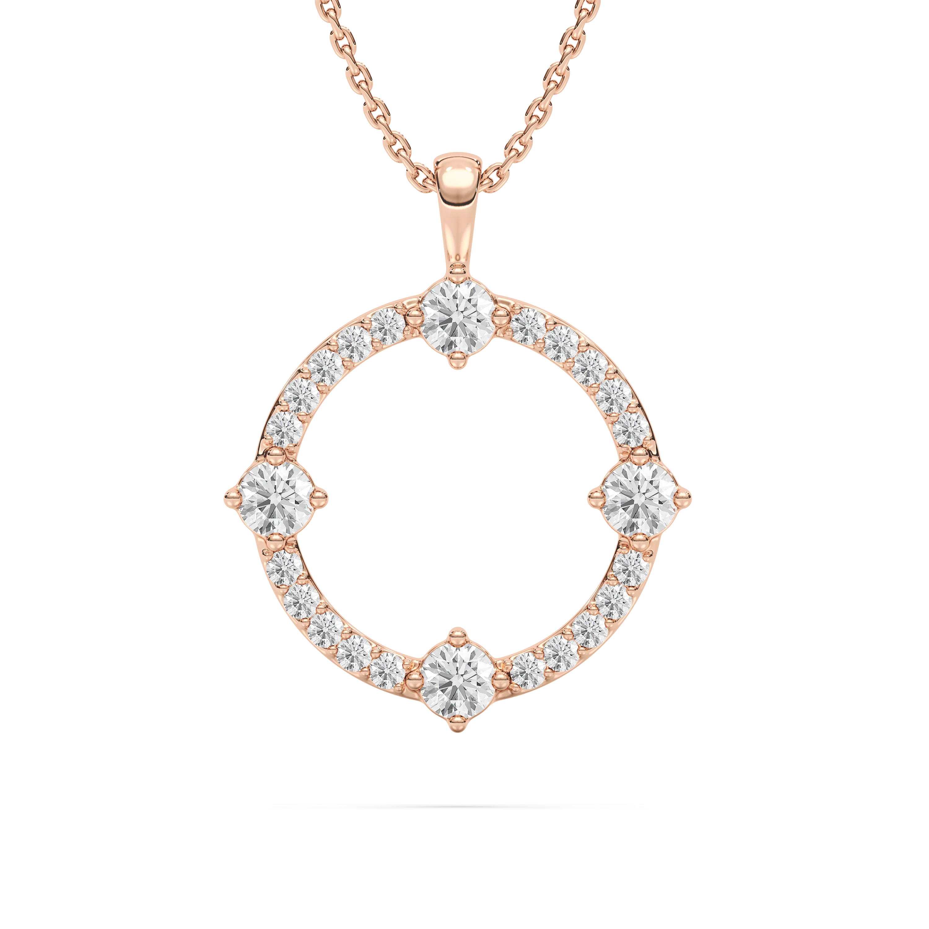 5/8 ctw Round Lab Grown Diamond Open Compass Pendant  - 18 Inches