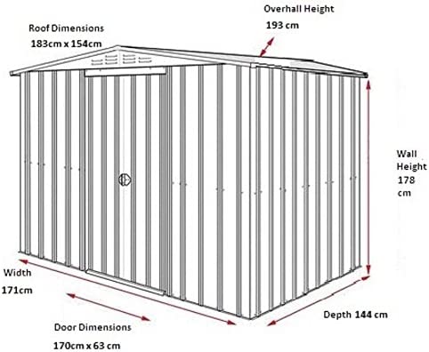 Anthracite Grey Metal Apex Roof Shed 6 x 5
