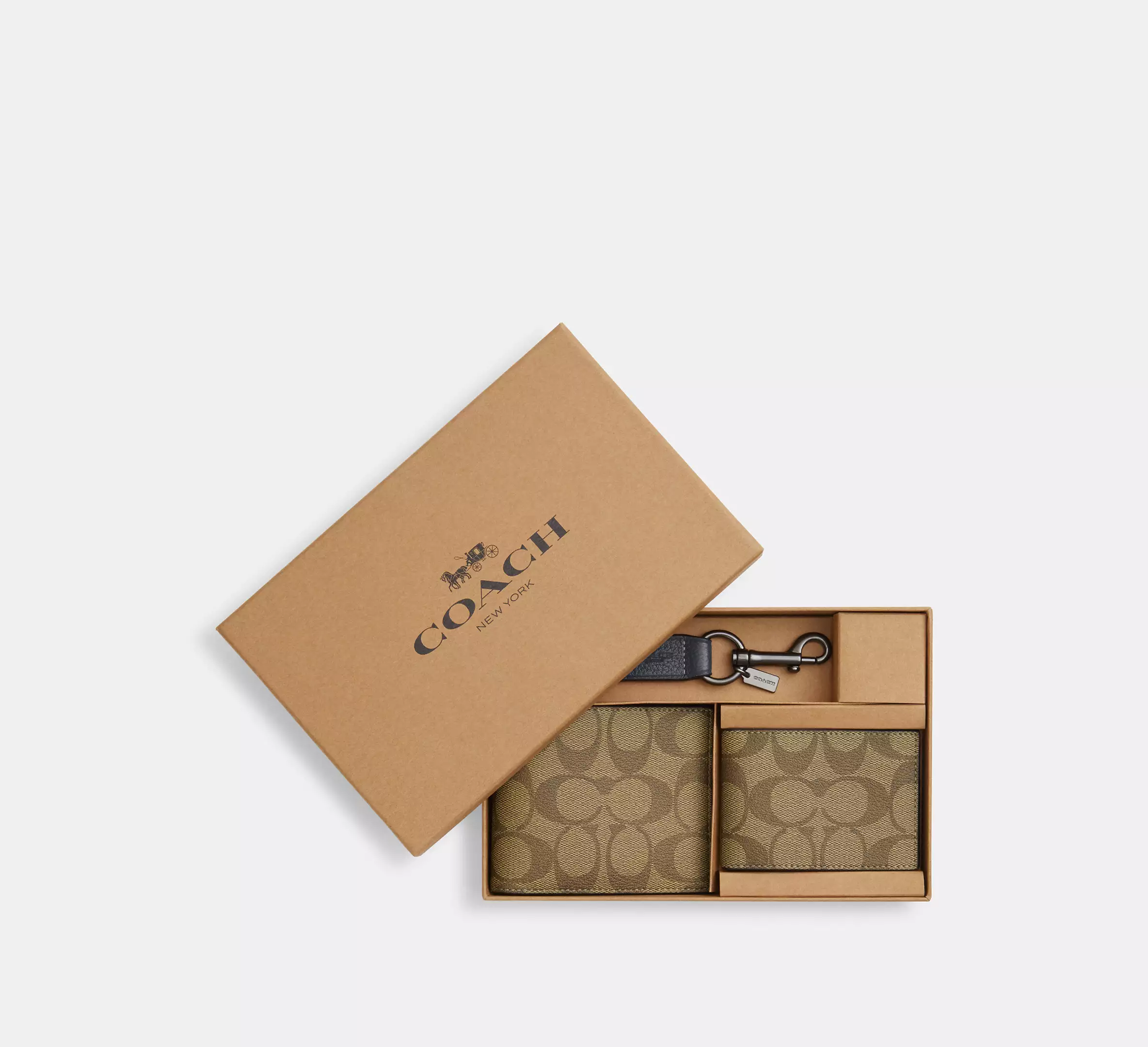 Boxed 3 In 1 Wallet Gift Set In Colorblock Signature Canvas