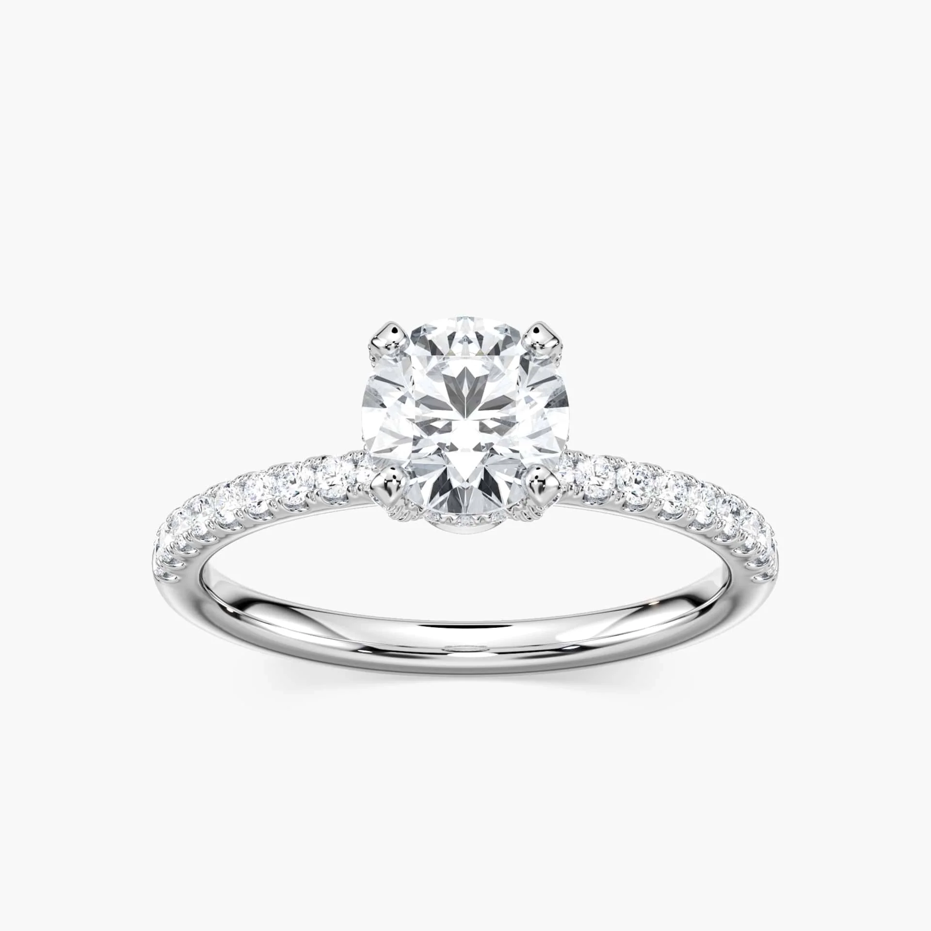 Adelaide Round Lab Grown Diamond Adorned Hidden Halo Engagement Ring