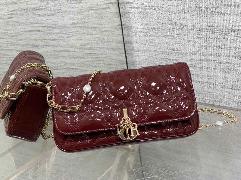 Dior Caro Burgundy Embellished Bag