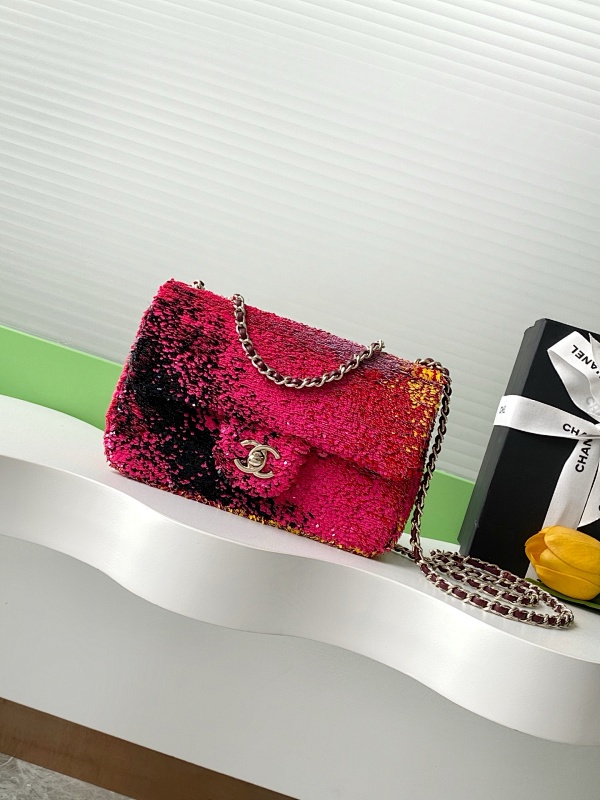 Chanel Sequin Flap Bag Fuchsia