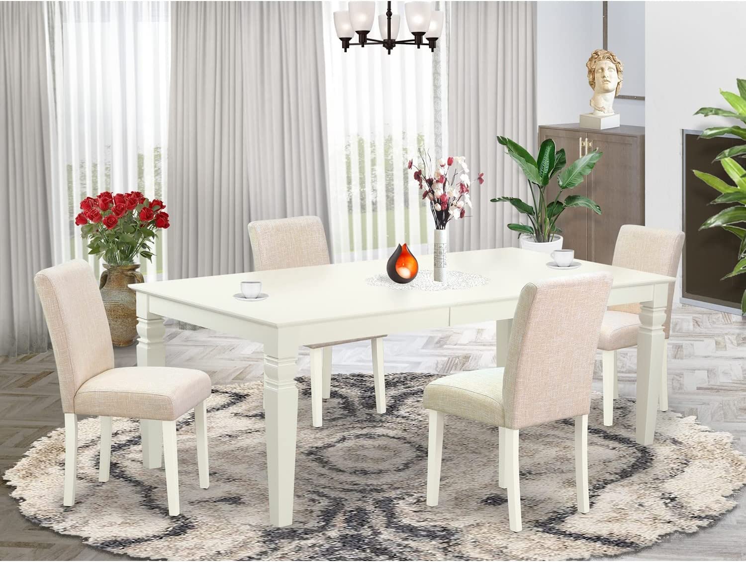 5Pc Rectangular 66/84 Inch Table with 18