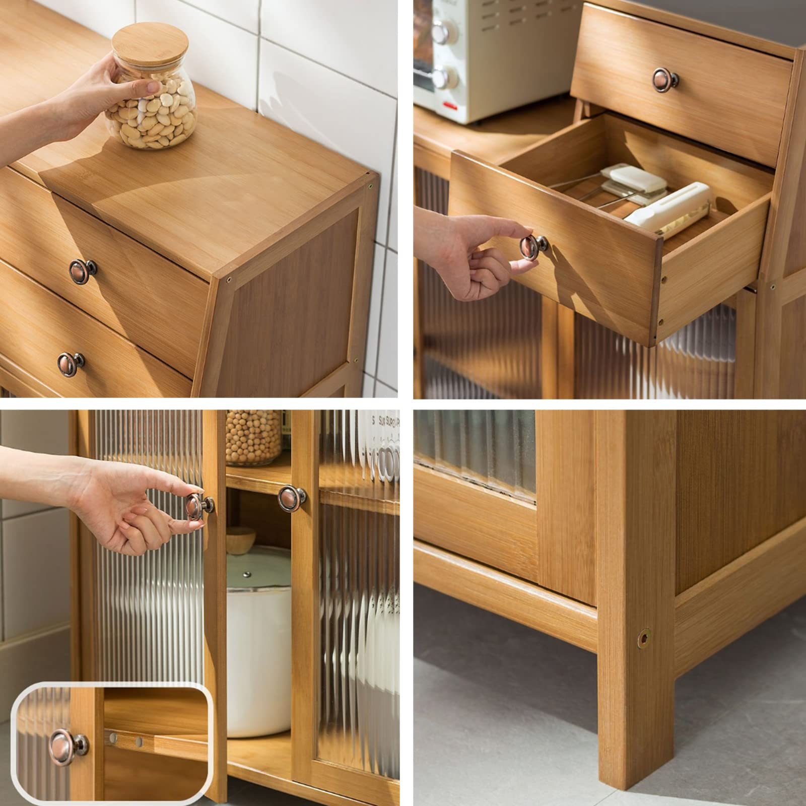 Natural Bamboo Buffet Sideboard Cabinet