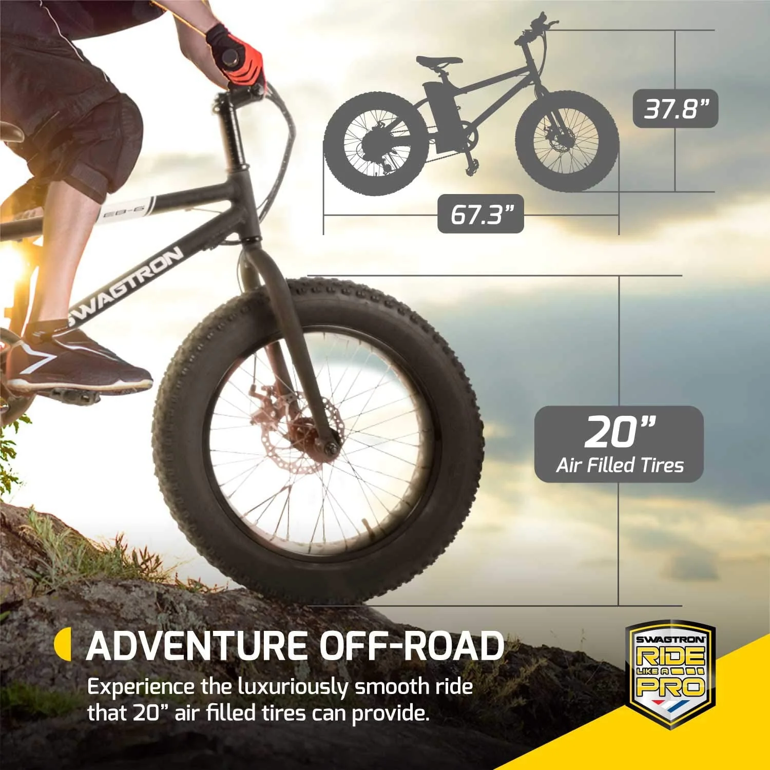 Swagtron EB6 20in Fat Tire Electric Bike, 350W, 36V, 7-Speed