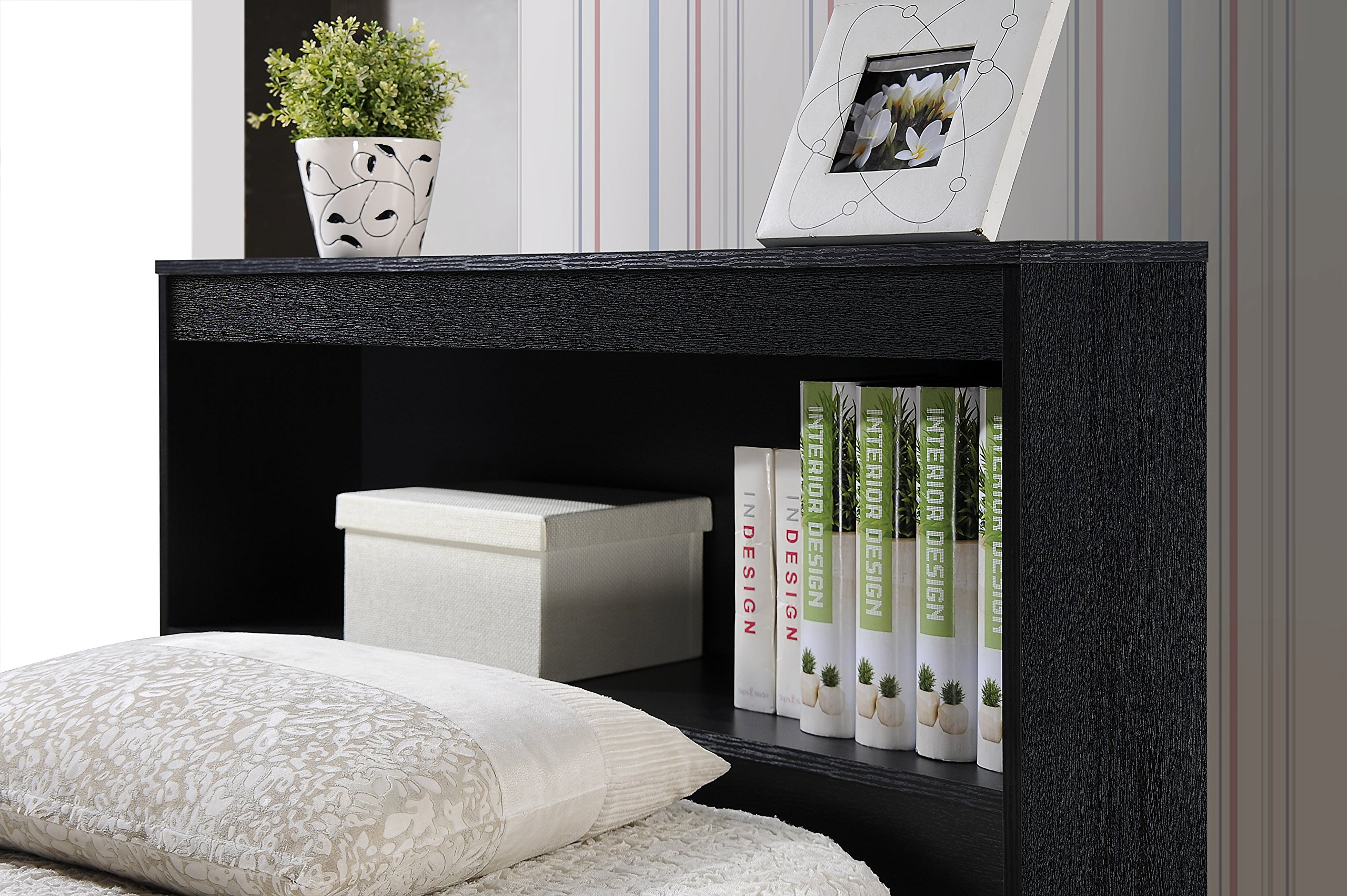 Hodedah Twin-Size Captain Bed with 3-Drawers and Headboard in