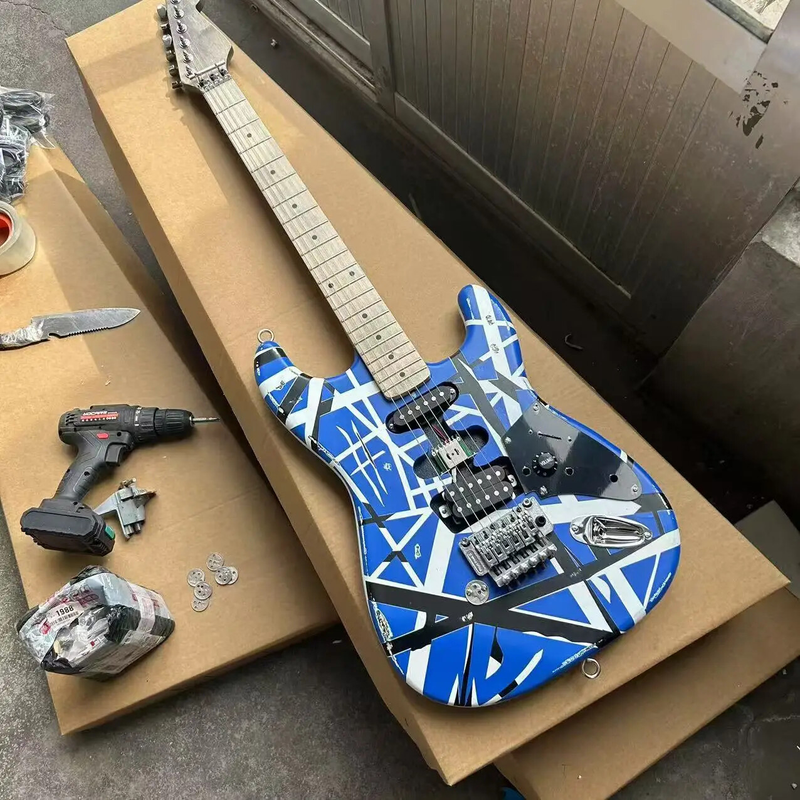 Black and White Striped Electric Guitar Wholesale and Retail 6 strings
