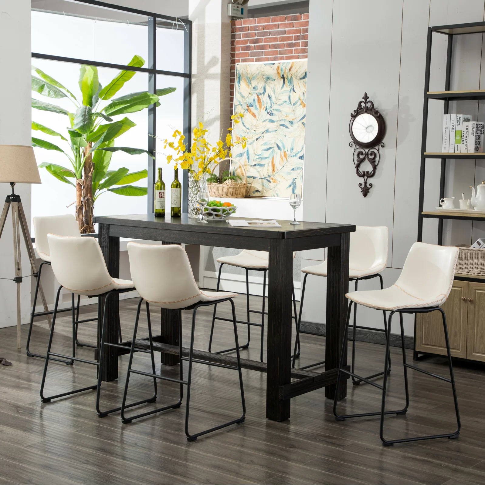 Bamey 6 - Person Bar Height Solid Wood Dining Set
