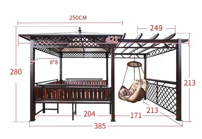 Outdoor gazebo hanging chair villa garden antiseptic wood