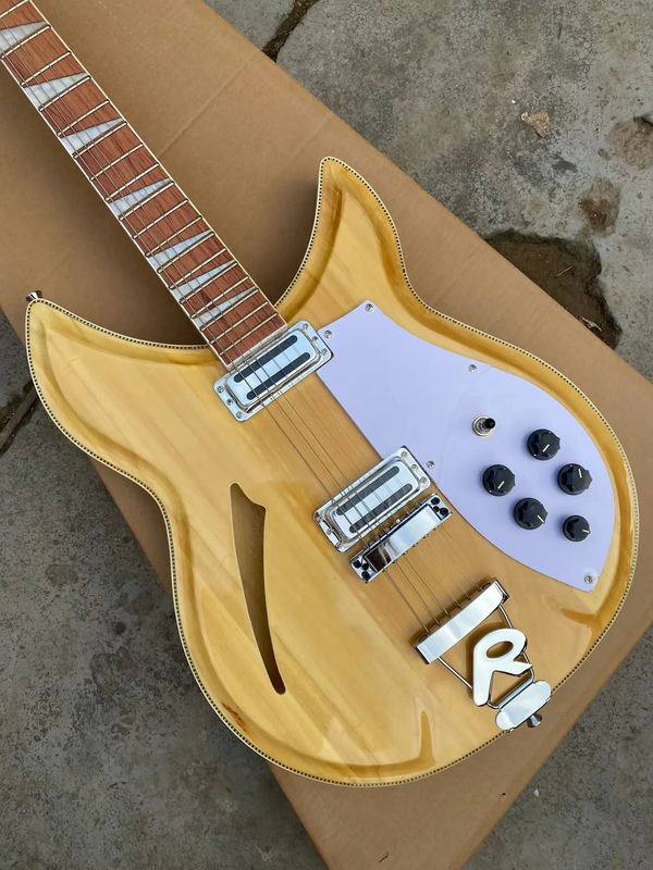 6 Strings Maple Glo Natural Semi Hollow Body Electric Guitar Arched Top& Back