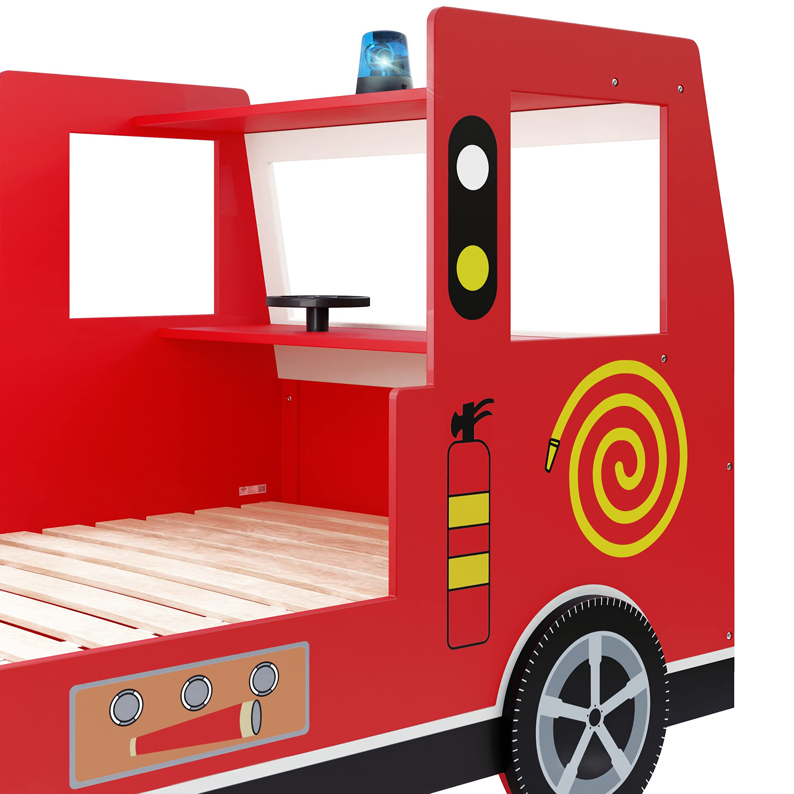 Children's Bed Frame Red Fire Truck Imitation Kids Bed Car