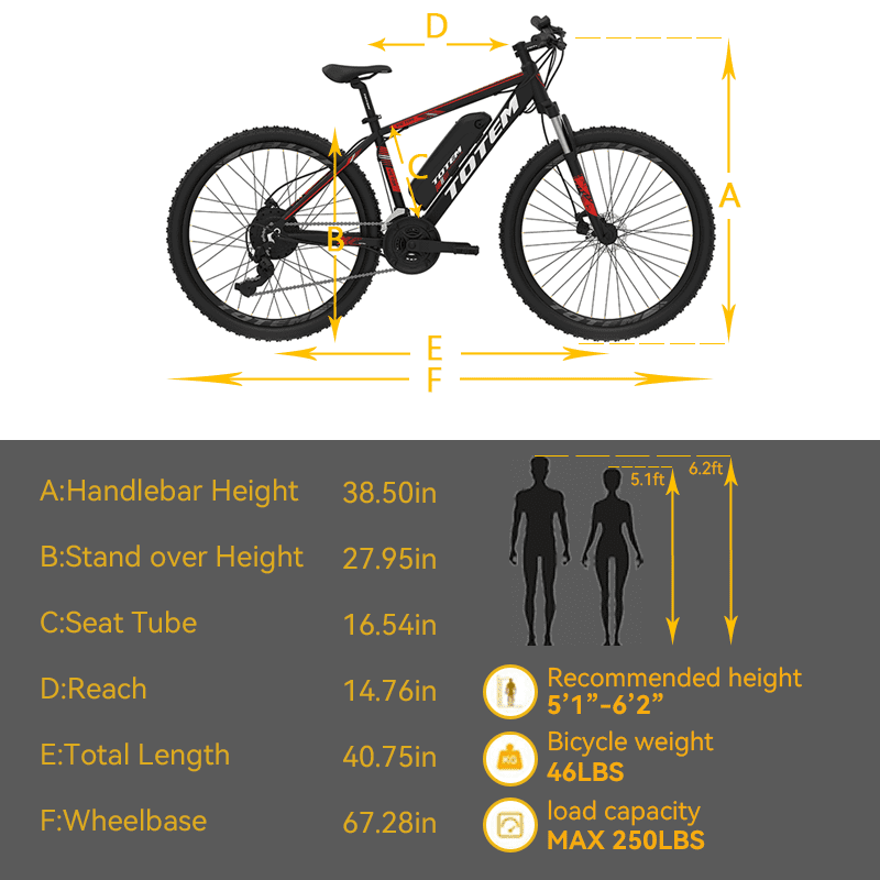 Totem Victor 2.0 26in Electric Mountain Bike, 350W, Black/Red