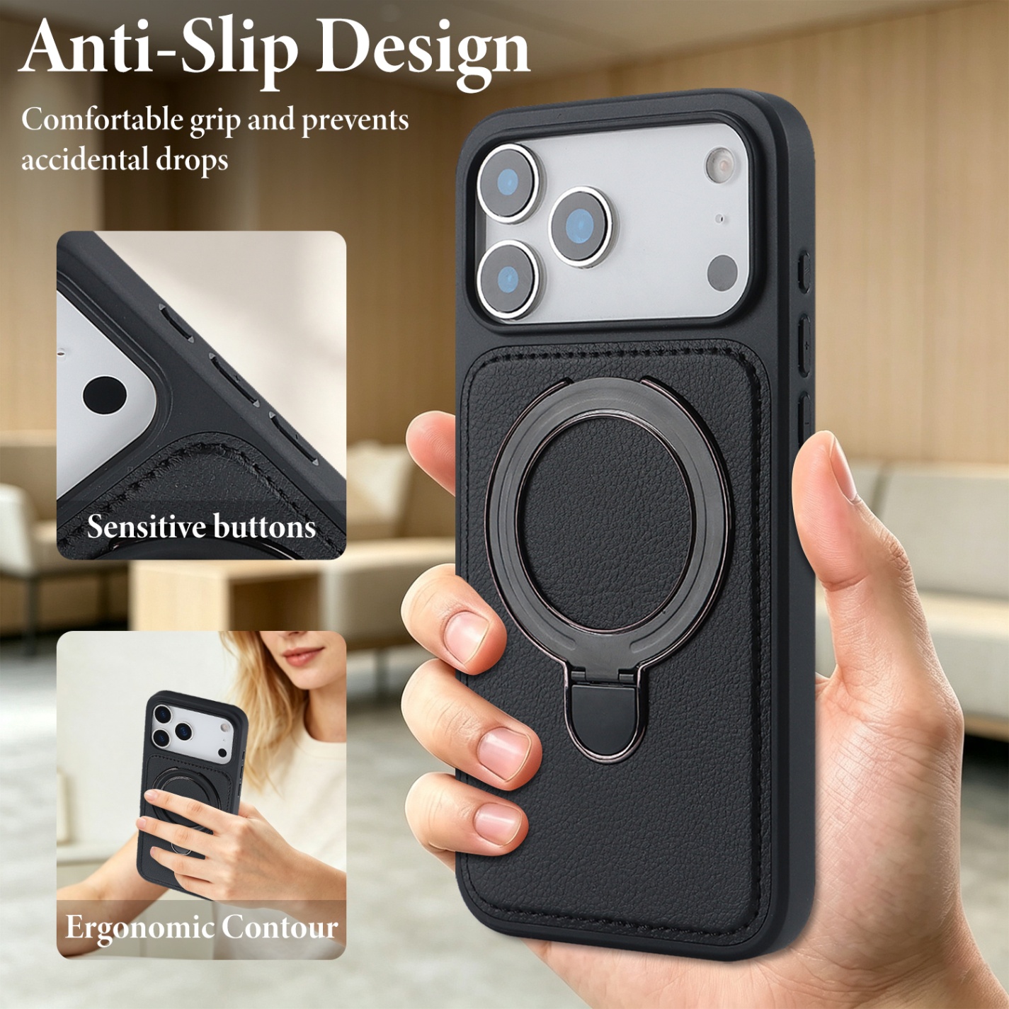 iPhone 18 Pro Max Protective Case Leather - back view