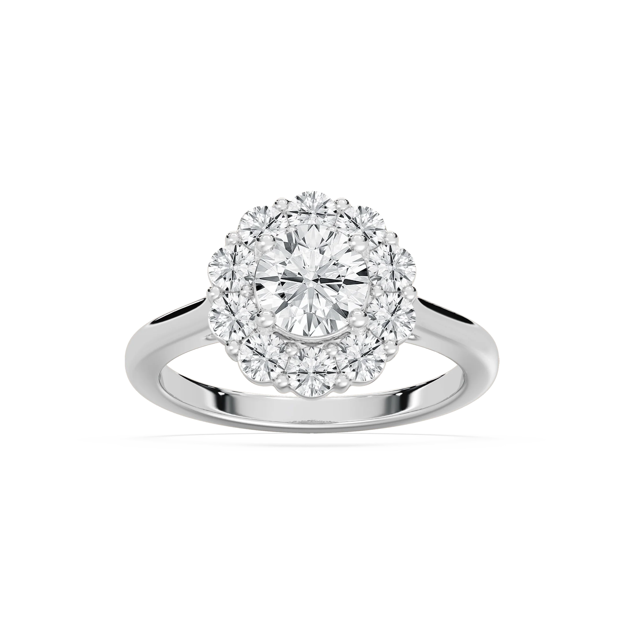Arianna 1 ⁷⁄₈ ctw Round Lab Grown Diamond Flower Halo Engagement Ring