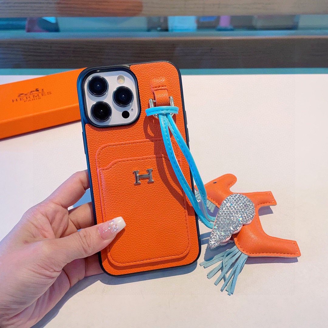Hermès Style Premium Leather Card Holder Phone Case