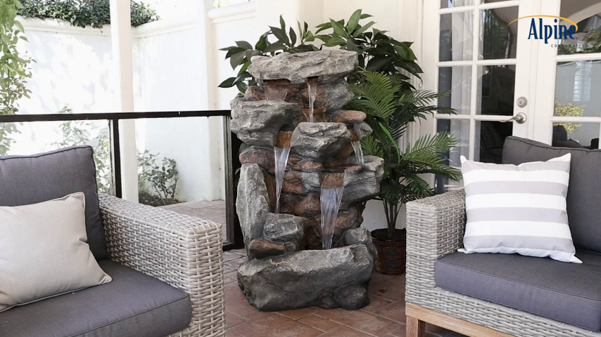 Rainforest Rock Tiered LED Lights Floor Fountain