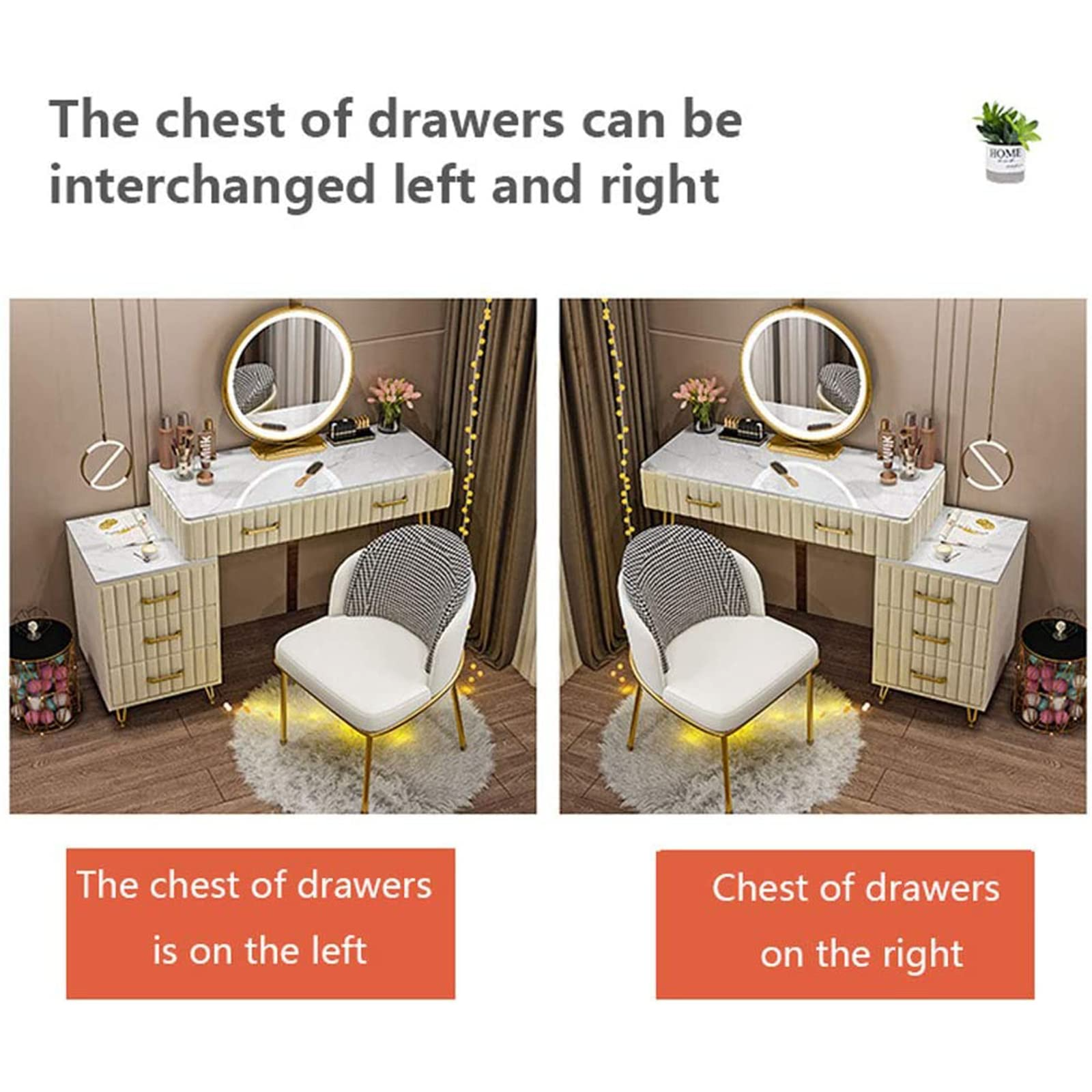 Set with Illuminated LED Touch Screen Dimmable Round Mirror