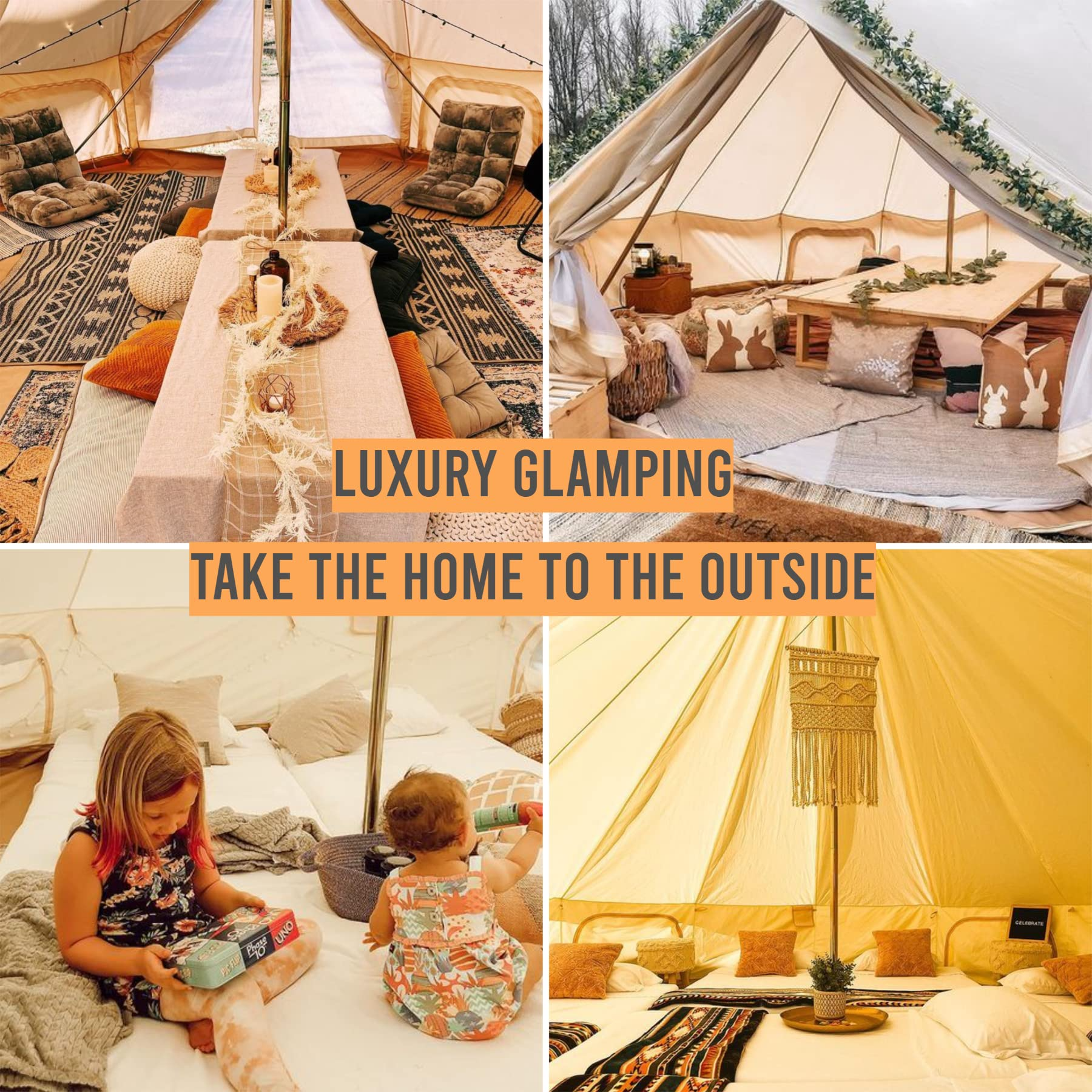 Waterproof Cotton Canvas Yurt for Family Glamping