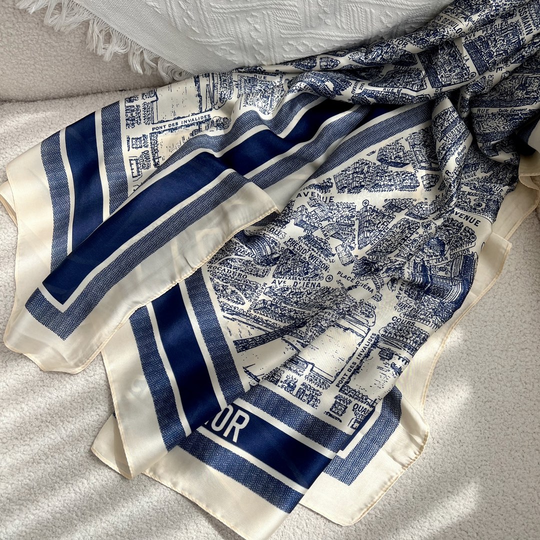 Dior Toile Print Scarf Navy and Grey 90 x 180 cm product images