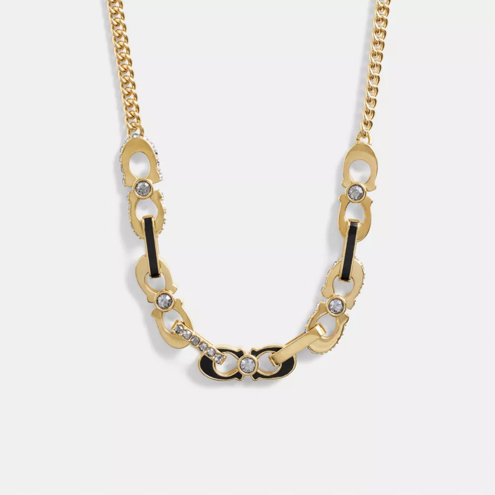 COAthtCH Signature Link Enamel Pavé Necklace