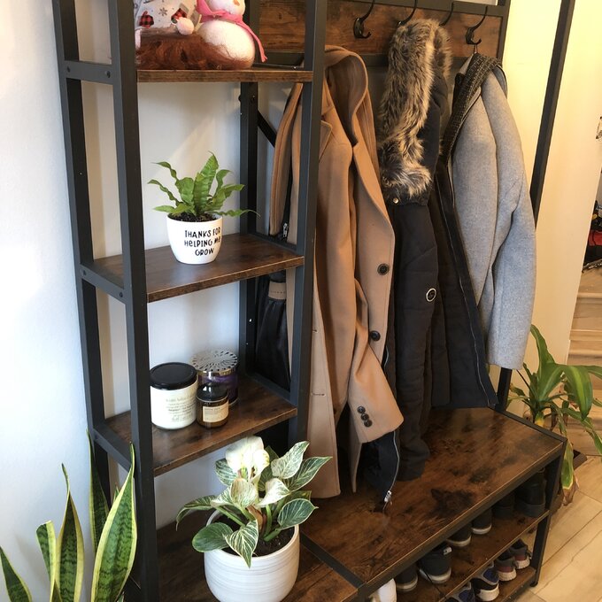 Emelyne 47.2'' Wide Iron Hall Tree with Bench and Shoe Storage