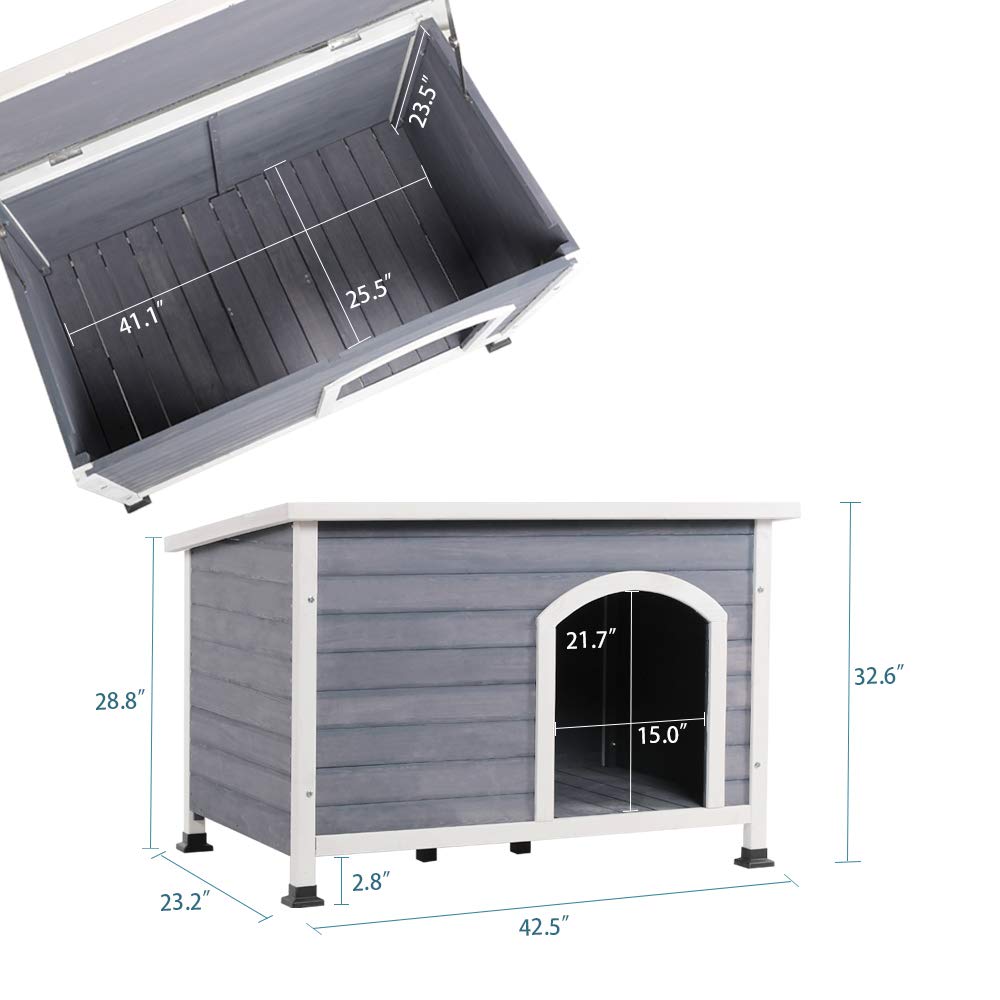 Outdoor Wooden Dog House with Hinges